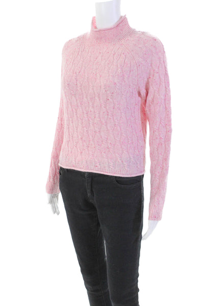J Crew Womens Cashmere Long Sleeve Turtleneck Cable Knit Sweater Pink Size XS