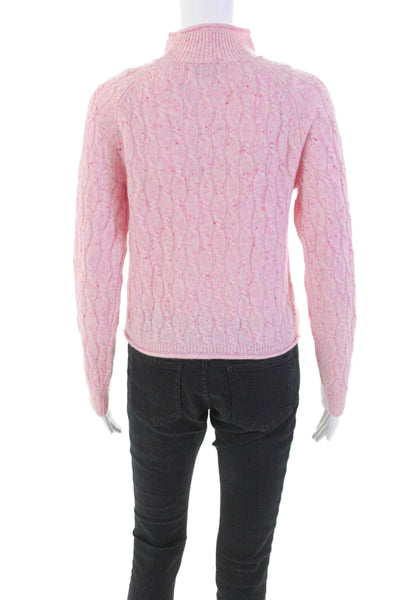 J Crew Womens Cashmere Long Sleeve Turtleneck Cable Knit Sweater Pink Size XS