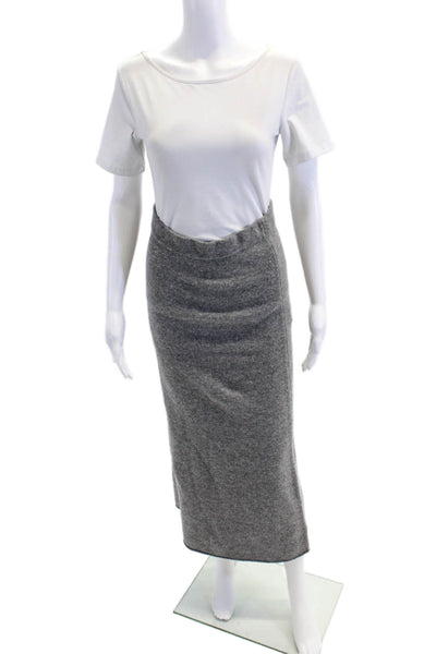 Reformation Womens Elastic Waistband Midi Wool Knit Skirt Gray Size Small