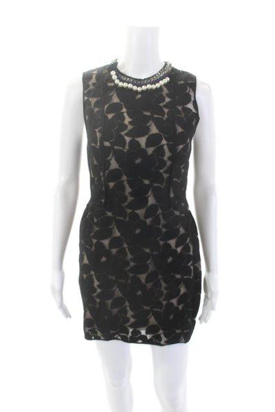 3.1 Phillip Lim Womens Beaded Neck Sleeveless Mini Dress Black Cotton Size 0