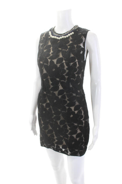 3.1 Phillip Lim Womens Beaded Neck Sleeveless Mini Dress Black Cotton Size 0