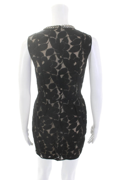 3.1 Phillip Lim Womens Beaded Neck Sleeveless Mini Dress Black Cotton Size 0