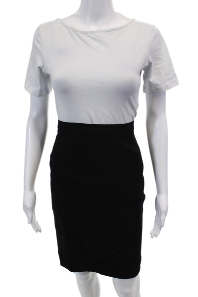 Chanel Boutique 98 P Womens Knee Length Pencil Skirt Black Wool Size EUR 40