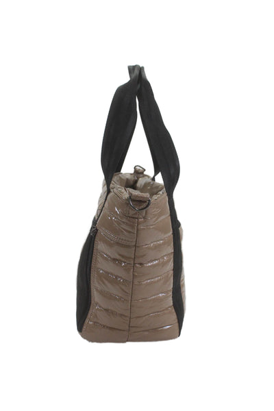 Think Royln Womens Gloss Textured Shiny Zip Colorblock Crossbody Bag Brown OS