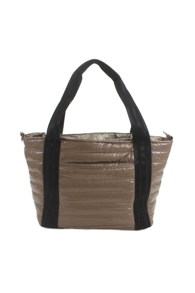 Think Royln Womens Gloss Textured Shiny Zip Colorblock Crossbody Bag Brown OS