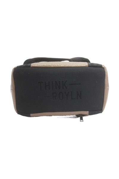 Think Royln Womens Gloss Textured Shiny Zip Colorblock Crossbody Bag Brown OS