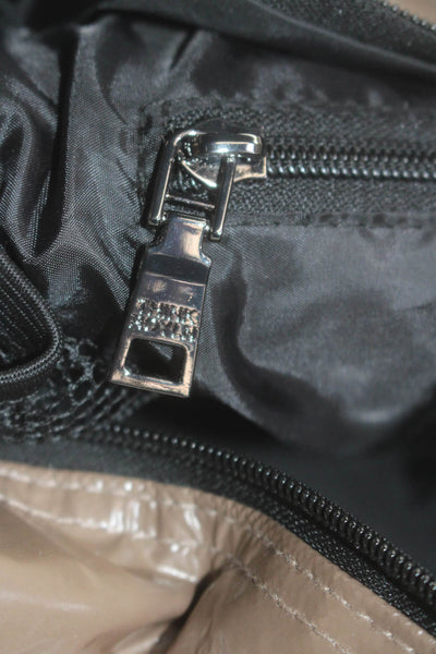 Think Royln Womens Gloss Textured Shiny Zip Colorblock Crossbody Bag Brown OS