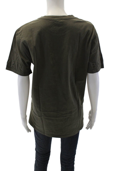 Balmain Unisex Adults Cotton Short Sleeve Pullover T-Shirt Top Olive Size L