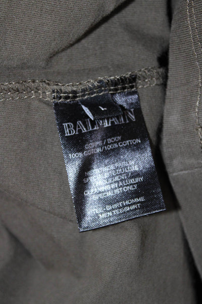 Balmain Unisex Adults Cotton Short Sleeve Pullover T-Shirt Top Olive Size L