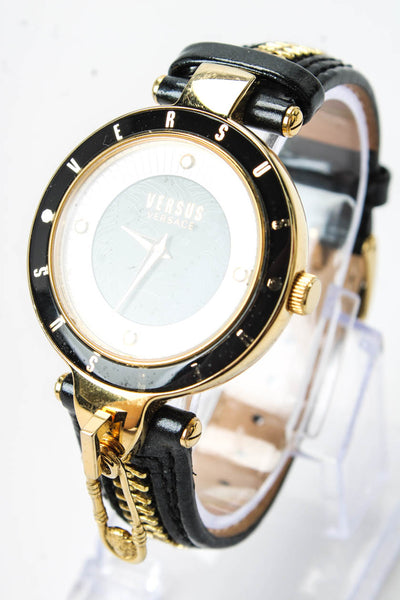 Versus by Versace Womens Gold Tone Key Biscayne Zipper Quartz Watch 37mm