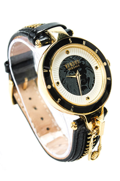 Versus by Versace Womens Gold Tone Key Biscayne Zipper Quartz Watch 37mm