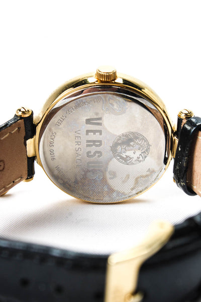 Versus by Versace Womens Gold Tone Key Biscayne Zipper Quartz Watch 37mm