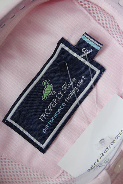 Properly Tied Boys Collar Long Sleeve Button Down Fishing Shirt Pink Size 6Y