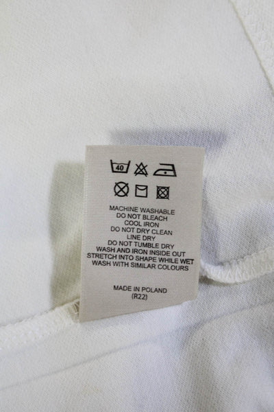 Burberry London Womens Cotton Collared V-Neck Short Sleeve Polo Top White Size L
