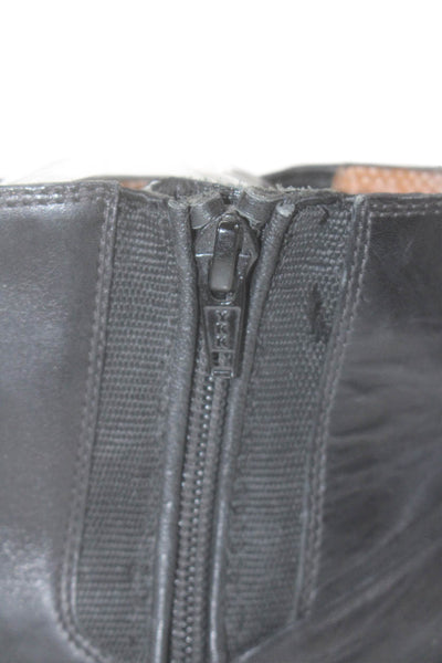 Balenciaga Womens Leather Zippered Block Heel Ankle Boots Black Size 8.5