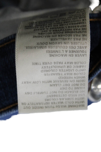 L'Agence Womens High Waisted Distress Relaxed Denim Shorts Blue Size 24