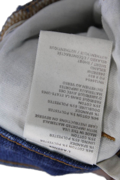 L'Agence Womens High Waisted Distress Relaxed Denim Shorts Blue Size 24