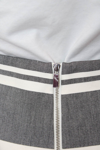 Elizabeth and James Womens Striped Knee Length pencil Skirt White Gray Size 0