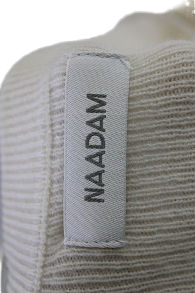 Naadam Womens Long Sleeve Button Front Scoop Neck Sweater White Wool Size Small