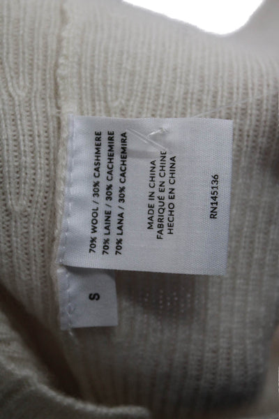 Naadam Womens Long Sleeve Button Front Scoop Neck Sweater White Wool Size Small