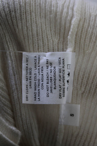 Naadam Womens Long Sleeve Button Front Scoop Neck Sweater White Wool Size Small