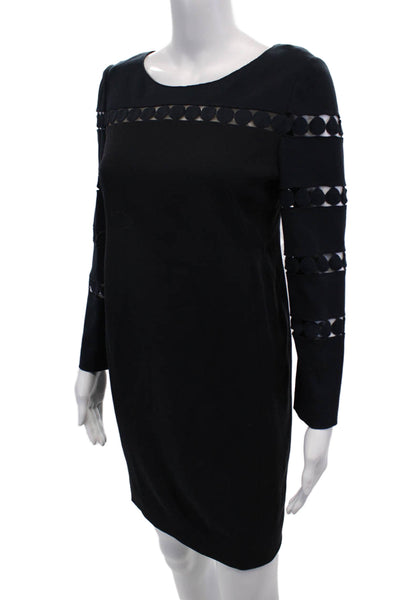 Akris Punto Womens Wool Rounde Long Sleeve Knee Length Zip Up Dress Navy Size 8