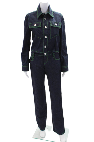 Bottega Veneta Womens Button Front Jean Jacket Jeans Set Blue Size IT 36 38