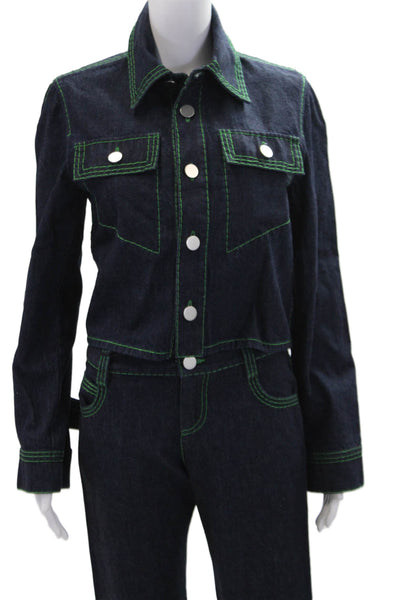 Bottega Veneta Womens Button Front Jean Jacket Jeans Set Blue Size IT 36 38