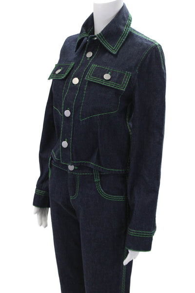 Bottega Veneta Womens Button Front Jean Jacket Jeans Set Blue Size IT 36 38
