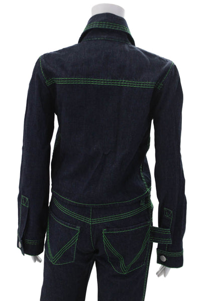 Bottega Veneta Womens Button Front Jean Jacket Jeans Set Blue Size IT 36 38