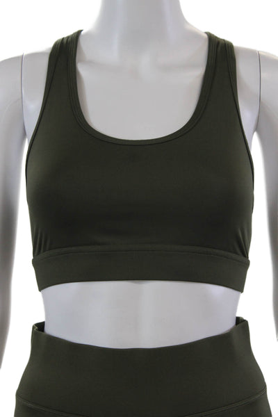 All Access Womens Spandex Textured Lined Sports Bra Leggings Set Green Size SP