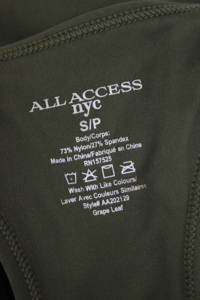 All Access Womens Spandex Textured Lined Sports Bra Leggings Set Green Size SP