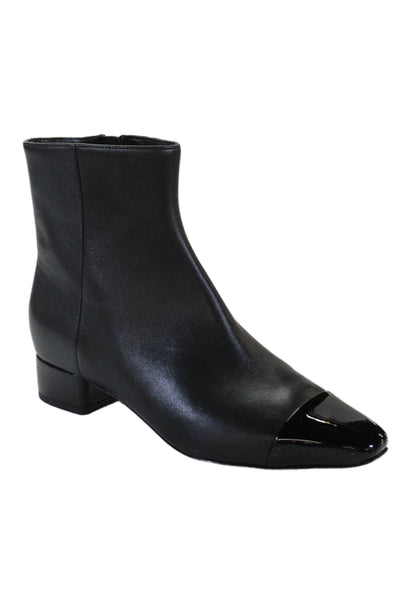 Veronica Beard Womens Patchwork Side Zipped Block Heels Ankle Boots Black Size 7