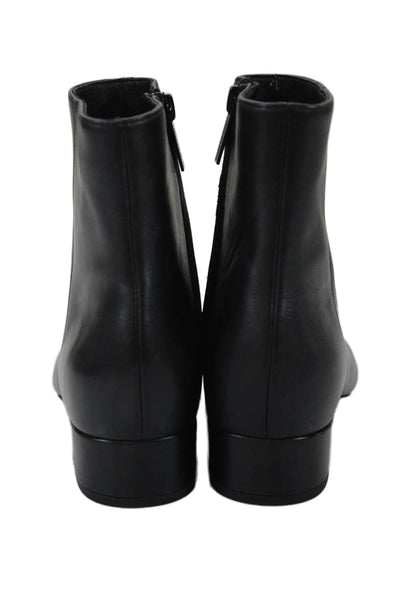 Veronica Beard Womens Patchwork Side Zipped Block Heels Ankle Boots Black Size 7