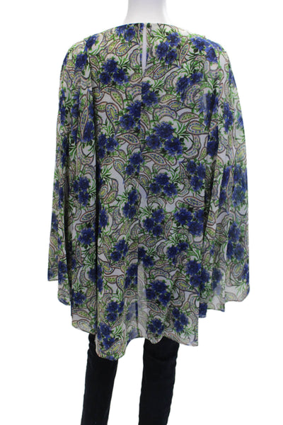 Badgley Mischka Womens Floral Tank Top Layered Duster Blue Multicolor Size M