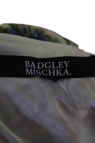 Badgley Mischka Womens Floral Tank Top Layered Duster Blue Multicolor Size M