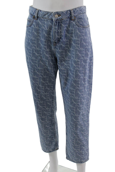 Ba&Sh Womens Denim Printed Button Down Pant Set Blue Size Extra Small/Small