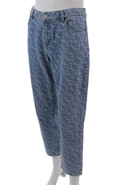 Ba&Sh Womens Denim Printed Button Down Pant Set Blue Size Extra Small/Small