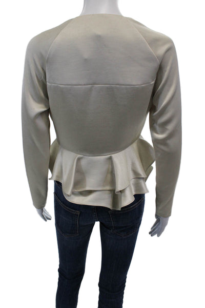 Alexis Womens Satin Long Sleeve Lace Up Peplum Blouse Champagne Size S