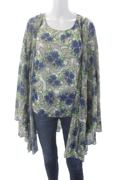 Badgley Mischka Womens Floral Paisley Print Draped Blouse Multicolor Size XL