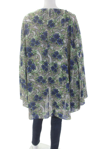 Badgley Mischka Womens Floral Paisley Print Draped Blouse Multicolor Size XL