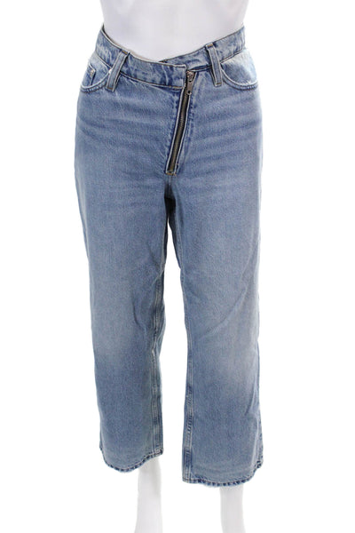 Frame Womens Le Jane Crop Light Washed Buttoned Straight Jeans Blue Size EUR 27