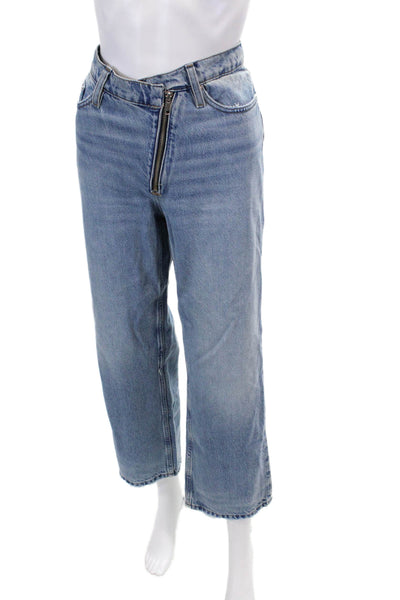 Frame Womens Le Jane Crop Light Washed Buttoned Straight Jeans Blue Size EUR 27