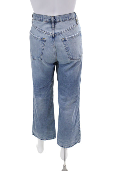 Frame Womens Le Jane Crop Light Washed Buttoned Straight Jeans Blue Size EUR 27