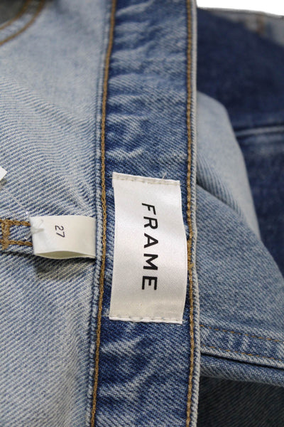Frame Womens Le Jane Crop Light Washed Buttoned Straight Jeans Blue Size EUR 27