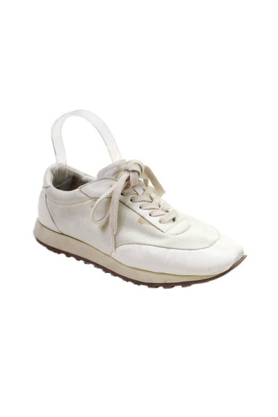 The Row Womens Leather Low Top Lace Up Sneakers Shoes White Size 7.5