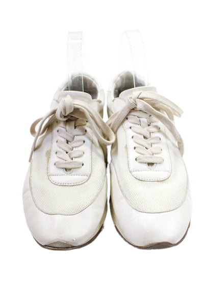 The Row Womens Leather Low Top Lace Up Sneakers Shoes White Size 7.5