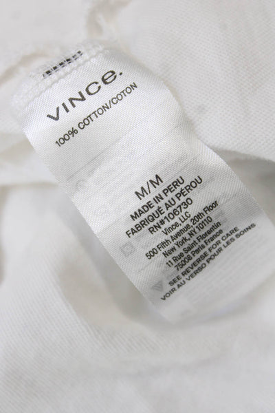 Vince Womens Cotton Knit High Neck Sleeveless Pullover Blouse Top White Size M