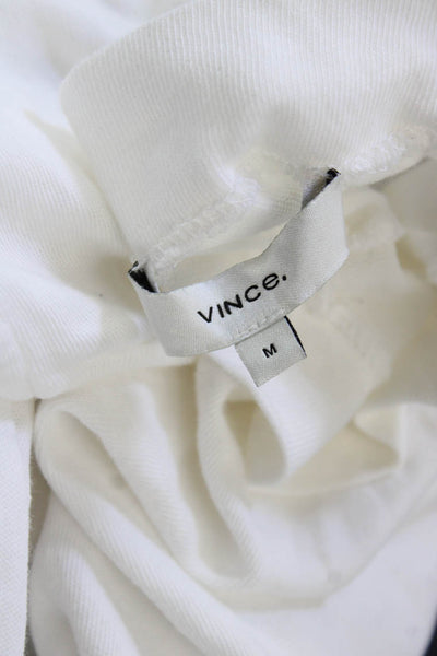 Vince Womens Cotton Knit High Neck Sleeveless Pullover Blouse Top White Size M