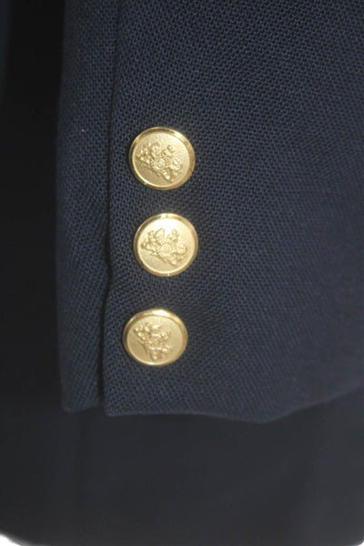 Stafford Men's Long Sleeves Lined Collared Gold Button Jacket Navy Blue Size 48